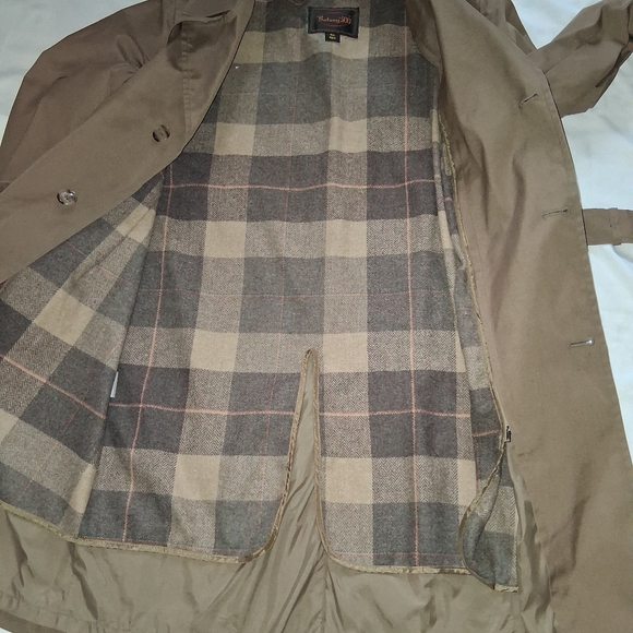 Botany 500 Brown Herringbone Trench Coat Women Size 42 Made In Usa - Picture 16 of 16